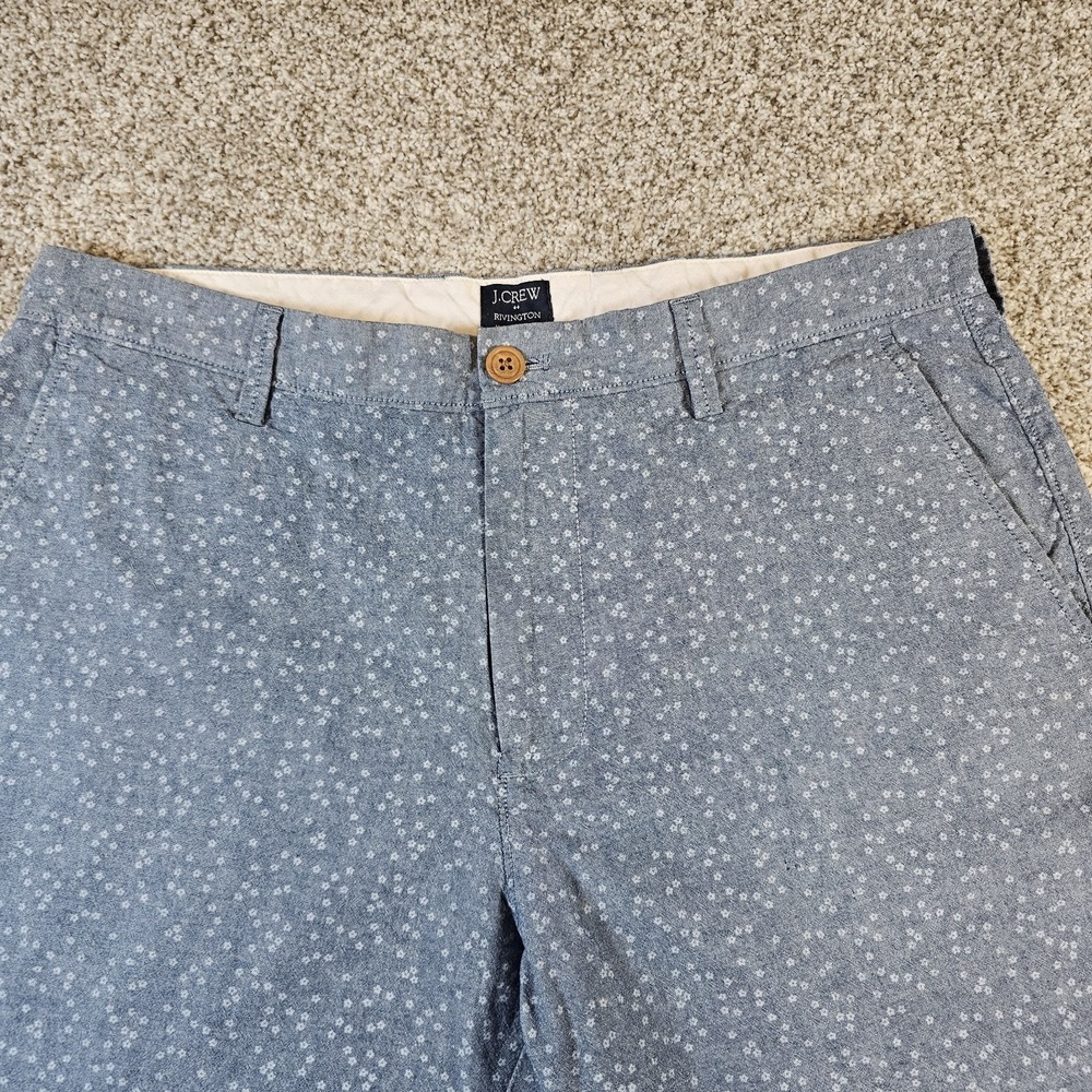 J.Crew Rivington Men's Chino Shorts Blue Floral Print 34W Cotton Flat Front
